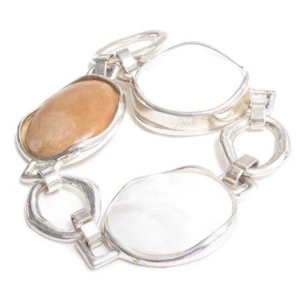 Silver Mother of Pearl Panel‎ Bracelet